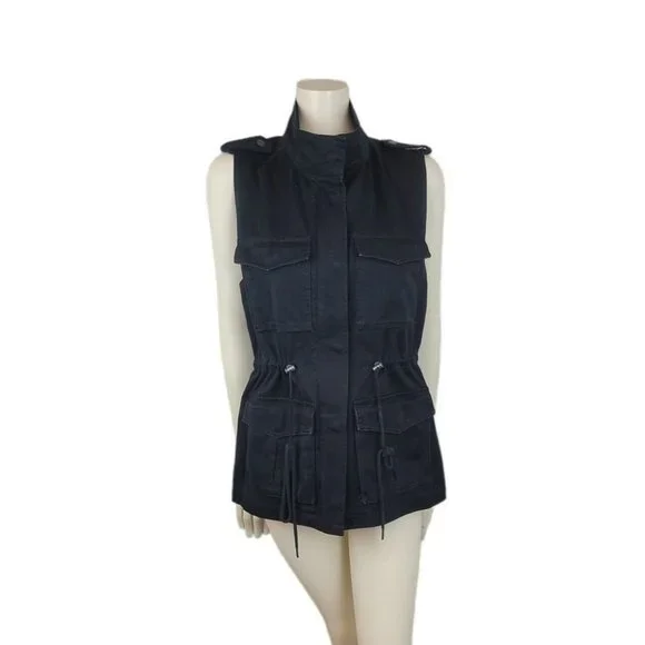 Aritzia Talula Yerwood Utility Vest Flap Pockets Drawstring Waist Epaulet - Picture 4 of 12